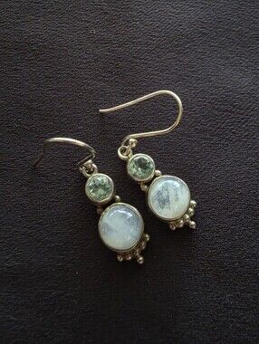 Moonstone Topaz Drop Earrings Sterling Silver Ys INDIA
